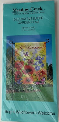 Meadow Creek Outdoor Suede Garden Flags 12.5 X 18  Bright Wildflowers Welcome