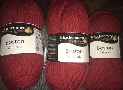 4 Stück x NEU Schachenmayr Boston Handstrickgarn Wolle, weinrot 0031/55m Länge