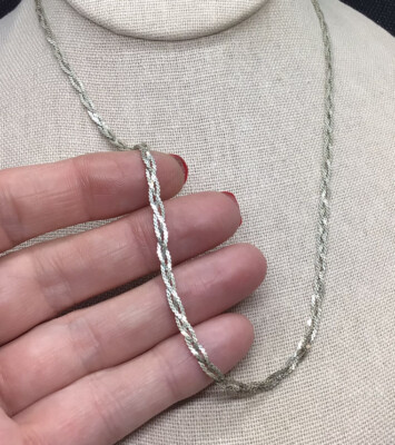Vintage Sterling Silver 925 Braid Design Necklace 18