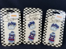 Lot 3 Pairs VTG 1997 Alma Lynne Anthropomorphic Lady Cat Buttons, New on Cards
