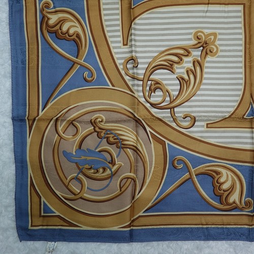 BASILE Blue Jacquard Silk Scarf Scarves 33.5" X 34.5" O997 - Picture 4 of 15