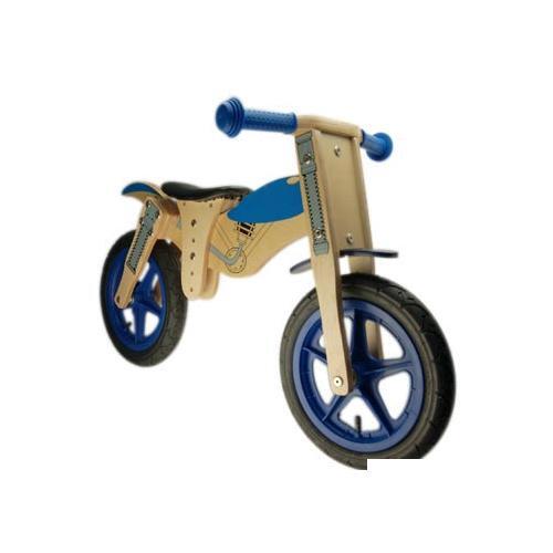 Draisienne moto en bois bleue avec selle reglable pour developper l'equilibre des 20 mois