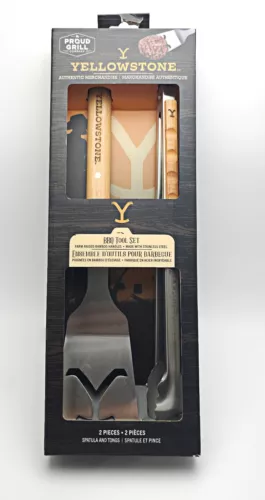 Proud Grill Yellowstone 2 Pc Stainless Steel BBQ Tool Set Spatula & Tongs 18" In