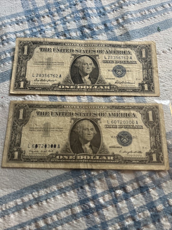 Two One Dollar Bills Series 1957 And 1957A Star Notes