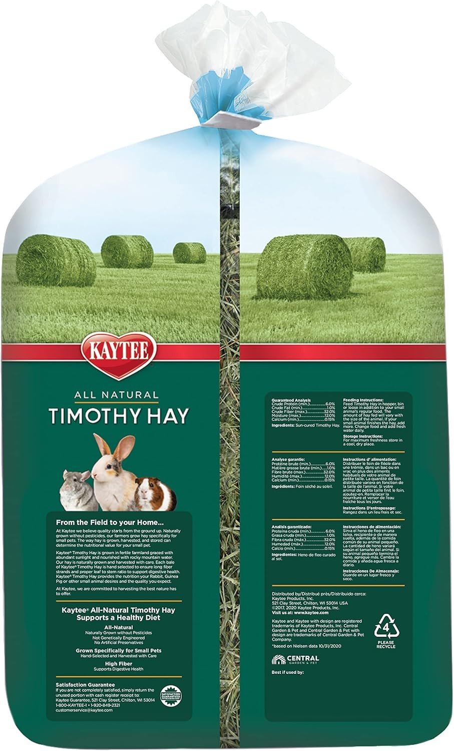 Kaytee All Natural Timothy Hay for Guinea Pigs, Rabbits 12 Pound (Pack of 1) 