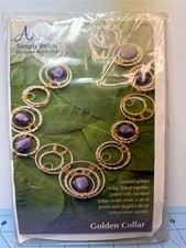 ANNIE'S SIMPLY BEADS Kit - Indigo Beads, Golden Circles - GOLDEN COLLAR - BD066