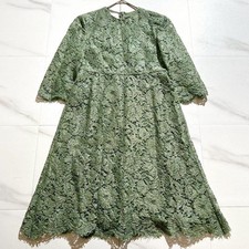 VALENTINO Heavy Lace Long Dress Women Size 40 green Genuine