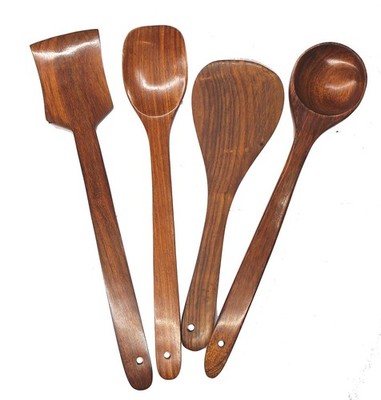 Premium Wooden Non-Stick Serving and Cooking Spoon Kitchen Tools Set of 4