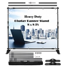 Backdrop Banner Stand 8 x 8 Ft Heavy Duty Adjustable Step and Repeat Stand Bo...