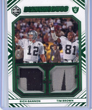 2024 Rich Gannon / Tim Brown Panini Limited Green Dynamic Duos Dual Patch 4/5