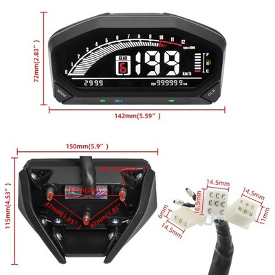 Motorrad Digitaler Odometer LCD Geschwindigkeitsmesser Dashboard Meter RPM Gauge