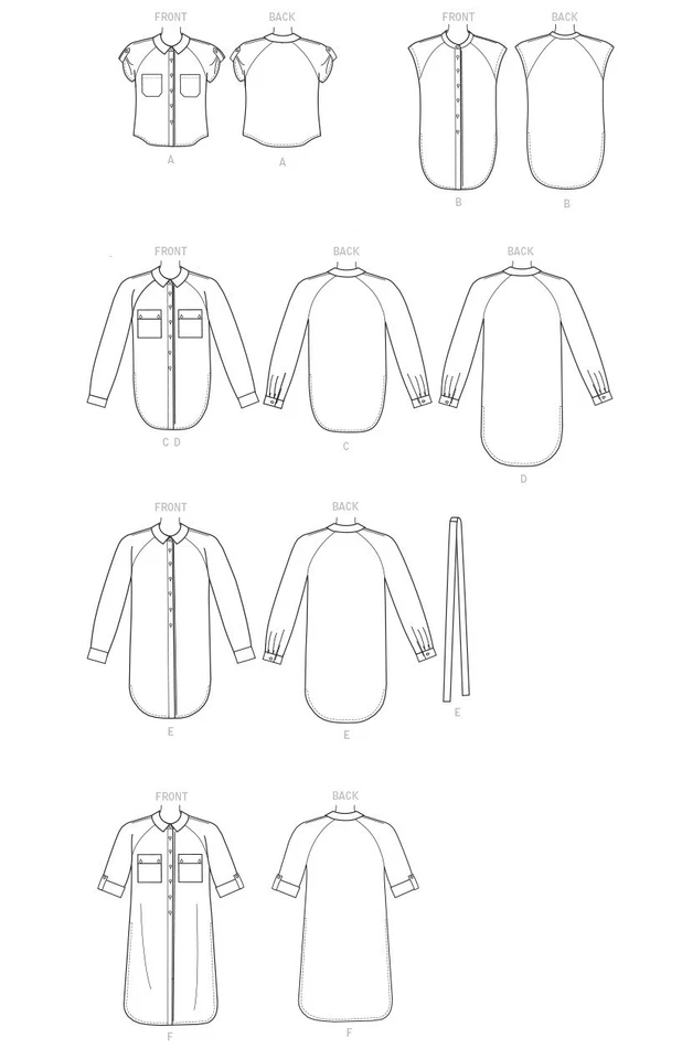 McCall 7472 Sz 14-22 Raglan Button Down Collar Shirt Long Denim Flannel Pattern - Image 3 of 4