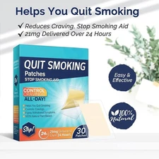Quit Smoking Nicotine Patches, 30 Patches, 21mg Step 1 Stop Smoking Aids Patches