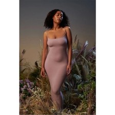 Skims Soft Lounge Comfy Ribbed Modal Spaghetti Strap Maxi Dress Orchid Size M