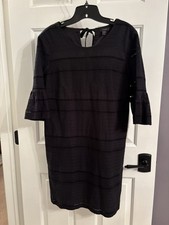 New J CREW 10 Women’s Black FLUTTER SLEEVE EYELET SHIFT DRESS G1269 NWT