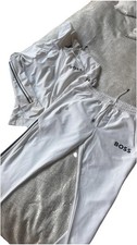 HUGO BOSS MEN TRACKSUIT SET WHITE JACKET AND WHITE PANTS FULL ZIP REG SIZE