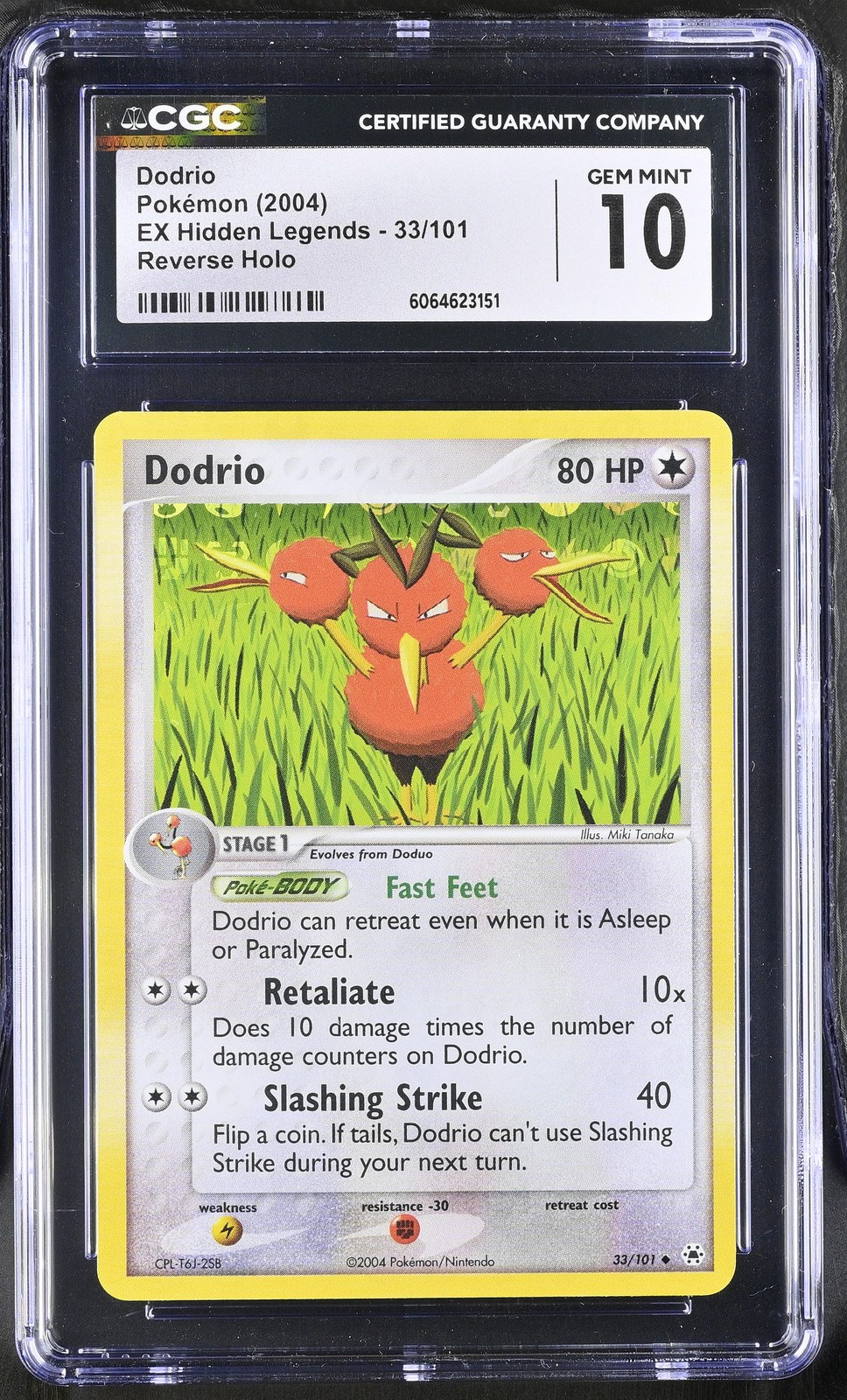 CGC 10 GEM MINT Dodrio 2004 EX Hidden Legends 33/101 Reverse Holo Pokemon Card