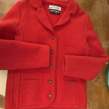 Geiger Tyrol Cadeau Red Women  s Wool Sweater Jacket 40 Austria