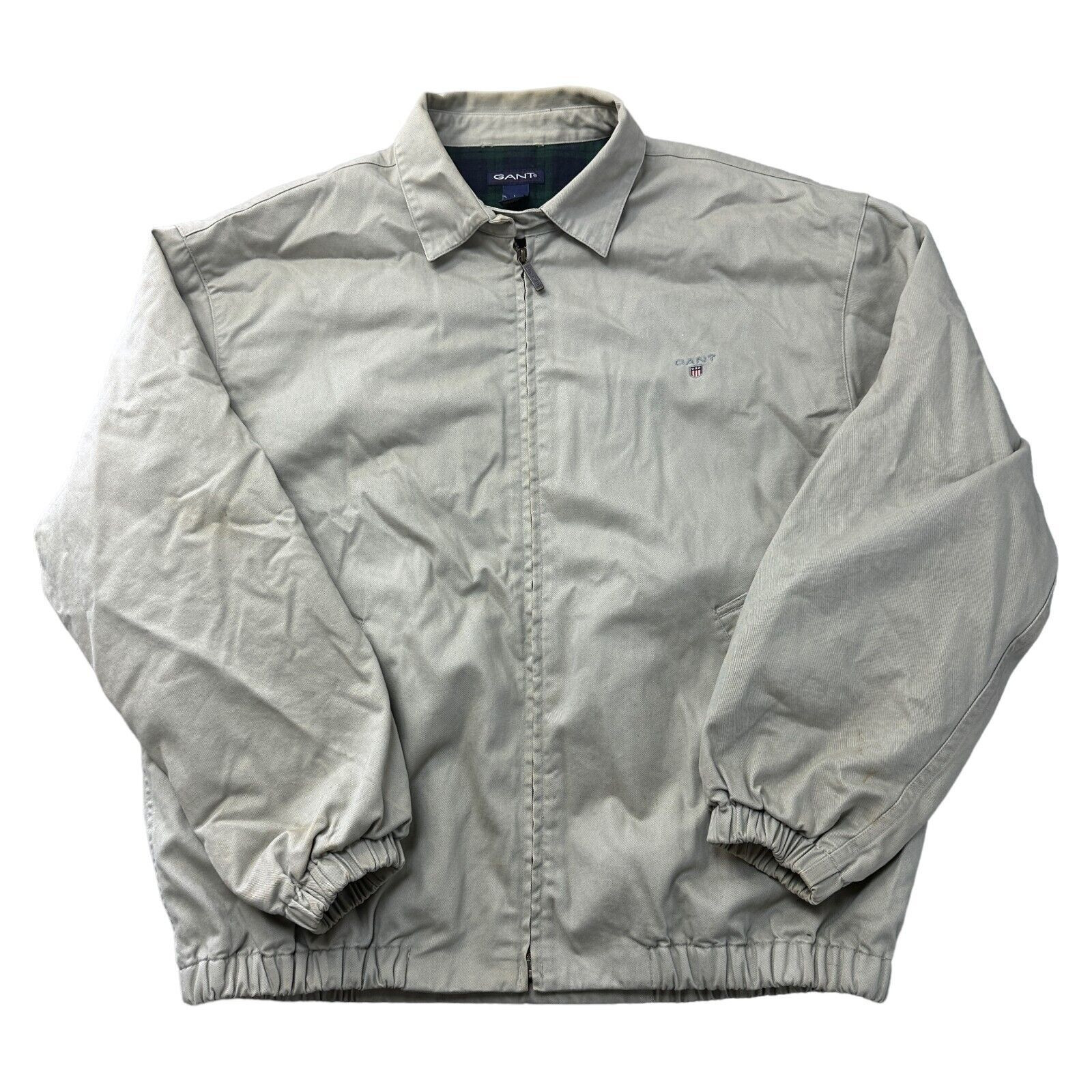 Gant Windcheater Harrington Jacket Tartan Lining Beige Mens Large