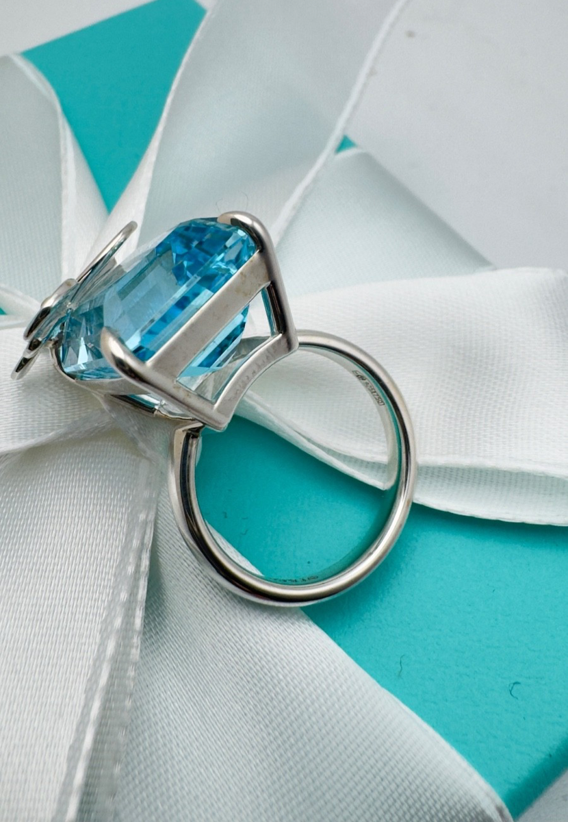 Tiffany &Co. RTT Blue Topaz Love Bugs Butterfly Ring size 6 Sterl