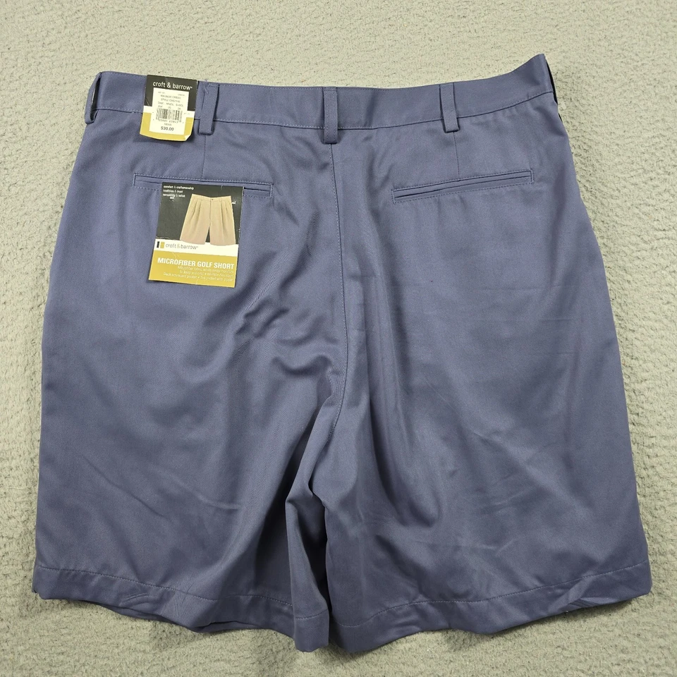 Pantalones Cortos de Golf Croft and Barrow Para Hombres 38 Azul Vestido Frente Plano Microfibra Chino Nuevos con Etiquetas Foto 2 de 4