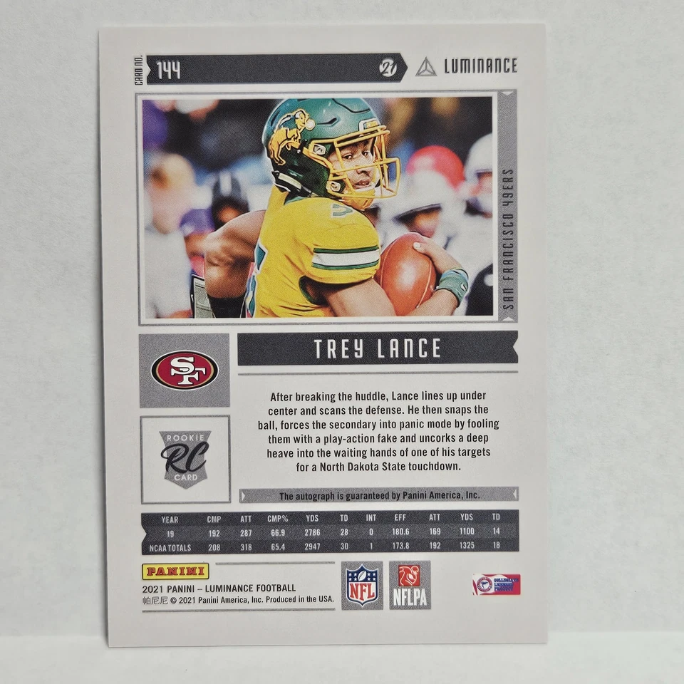 2021 Panini Luminance #144 Trey Lance Auto RC /50 - Image 2 of 2