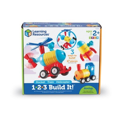 New - Learning Resources 1-2-3 Build It! Rocket-Train-Helicopter - Ages 2+