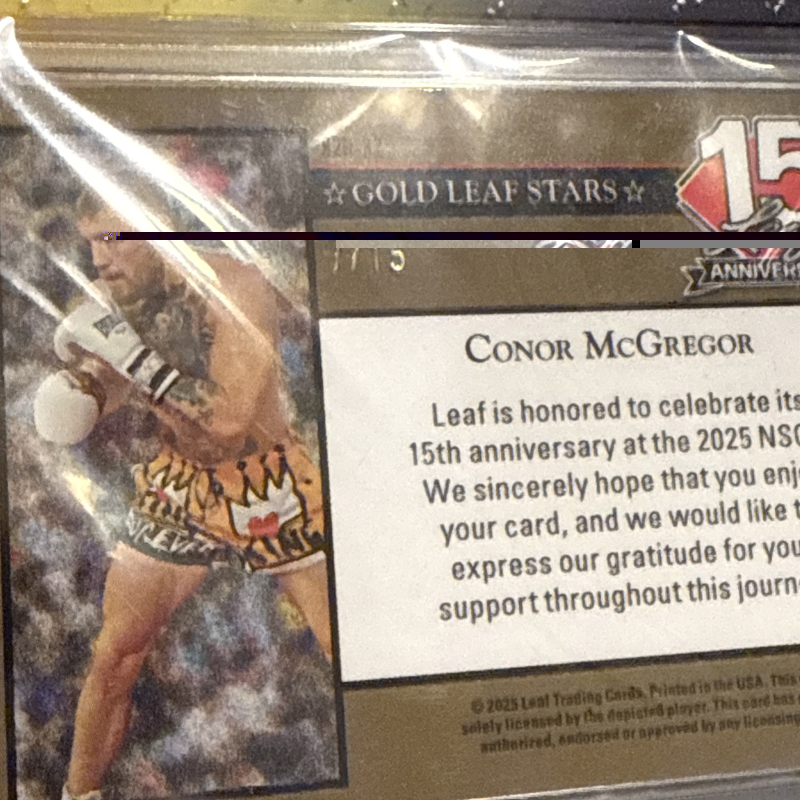 2025 Leaf 15th Anniversary National Convention - 1992 Leaf Conor McGregor 7/15 view 4