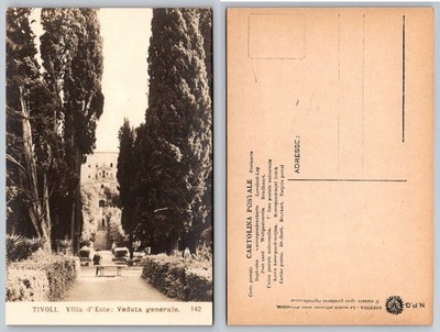 Tivoli Villa d'Este Italy RPPC Garden Cypress Trees NPG Postcard