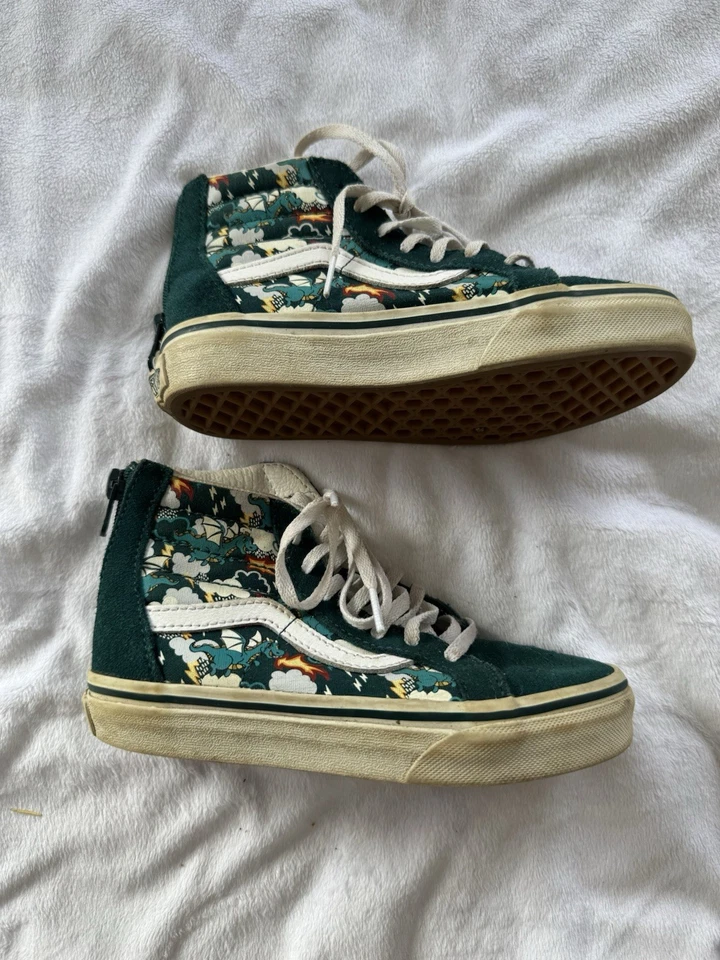 VANS Sk8-Hi Cremallera Mítica Brillo Verde azulado profundo Cremallera Prendas para el torso altas Talla 13 Juvenil Foto 2 de 4