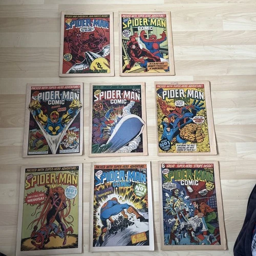 Spider-Man Comic Bundle #326 - 333 (1979) Vintage Marvel U.K. Weekly