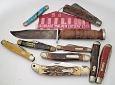 Vintage Schrade Cutlery Co Pocket & Hunting - Lot of Ten Knives - Parts/Repair