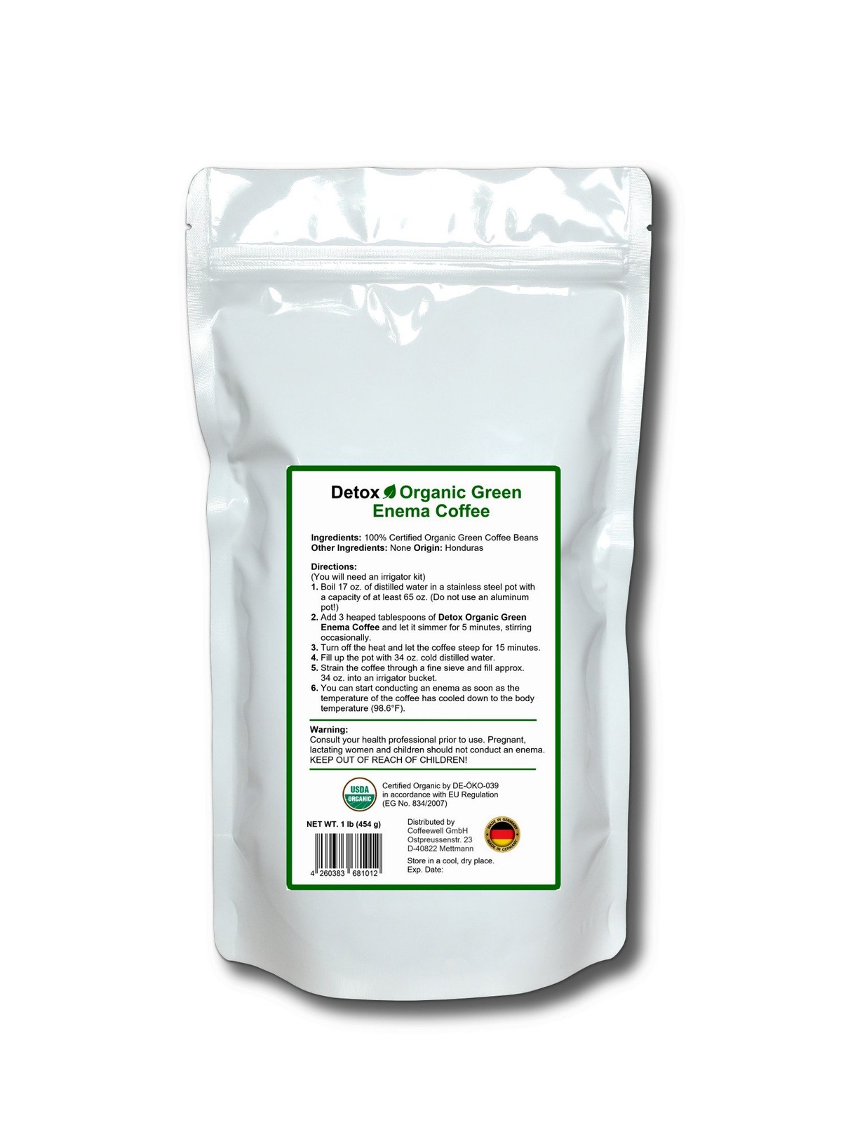 Detox Organic Green Enema Coffee 1 Pound Germany's No1 for Therapy 100 ...