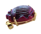 TIFFANY GLASS Favrile SCARAB Art Nouveau Pendant Sterling Gilt MOUNTED LCT Tiff
