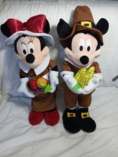 Collectible Mickey Minnie Mouse Harvest Porch Greeters Fall Thanksgiving Plush