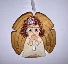 Vintage Hand Painted Sand Dollar Christmas Ornament Angel - Artist Signed