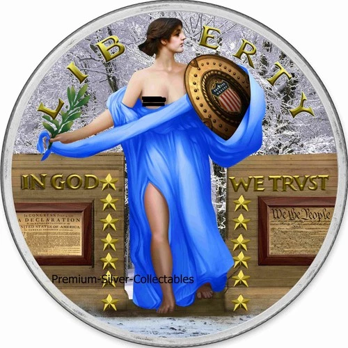 2025 USA Standing Liberty "Blue" - 1 Ounce Pure Silver .999 Colorized Coin!