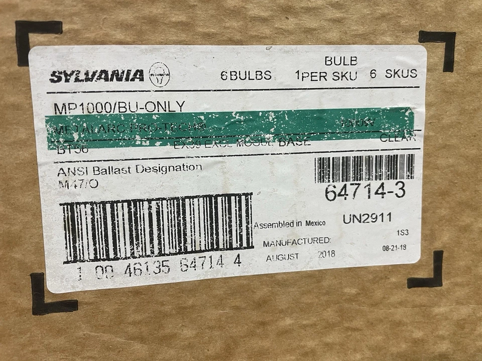 Lote de 6 bombillas Sylvania M1000/BU BT56 Metalarc 1000W M47/O EX39 Mogul Foto 2 de 4