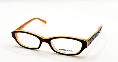 NEW MARCHON NYC AVA 224 CHOCOLATE TANGERINE AUTHENTIC EYEGLASSES 43-15