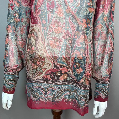 Lauren Ralph Lauren top Medium turtle neck sheer print old money fairy Vintage - Picture 6 of 13