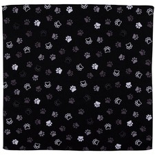 Paw Print Bandanna Wearable Scarf 100 Cotton, 21 x 21 Inch, Black, Gray