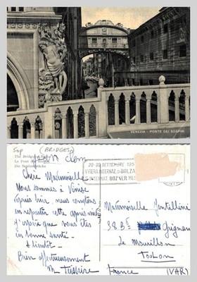 Alte Postkarte - Venezia Ponte dei Sospiri Seufzerbrücke Venedig Italien VERSCHICKT