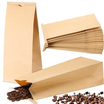 50 Pack 1/2 Pound Kraft Brown Coffee Bags Grease Resistant Resealable Kraft T...