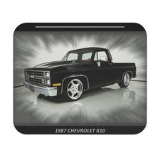 Sleek 1987 Chevrolet R10 Custom Truck Mousepad - Iconic Black Chevy Pickup Desk