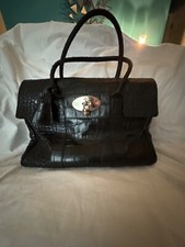 Mulberry Bayswater Black Crocodile Embossed Leather Handbag