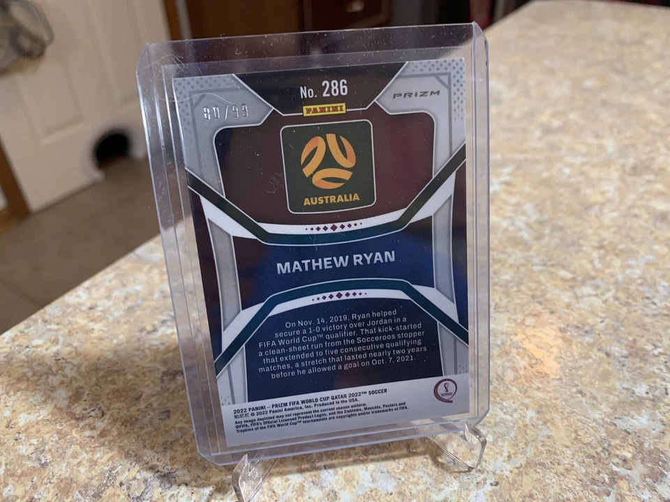 2022 Prizm World Cup Mathew Ryan Red Mojo Prizm /99 Australia - Image 2 of 2