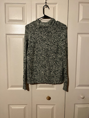 ANN TAYLOR Factory Marled Green Mock Neck Sweater Size SMALL NEW