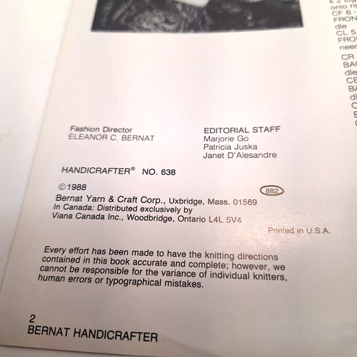 Bernat 638 Worsted Weight Sweaters Knitting & Crochet Pattern Book 1988 Vtg - Picture 3 of 7