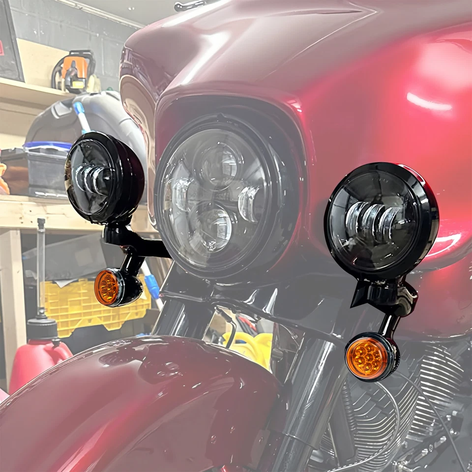 Spot Fog Light Bracket Turn Signal Fit For Harley Street Glide Road King 94-24 - Image 2 of 4