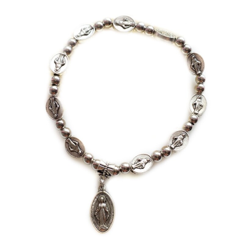 Catholic Rosary Bracelets Stretch Crystal Beads Bangle Wristband for